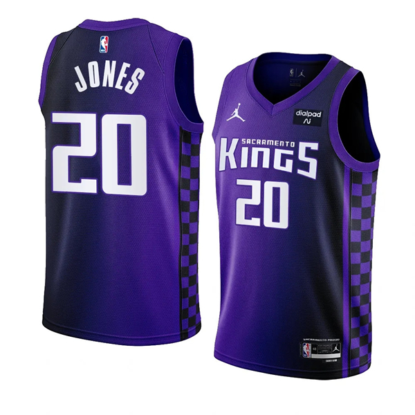 Men's Sacramento Kings #20 Colby Jones Purple 2023/24 Statement Edition Swingman Stitched Basketball Jersey